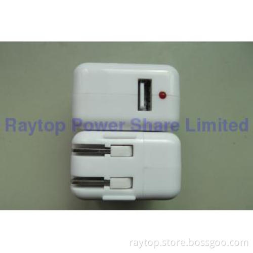 USB Power Charger Adapter, Suitable for iPad/iPhone/iPod, with 90 to 2